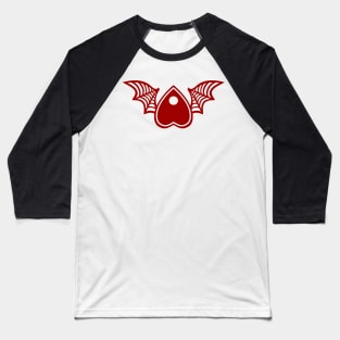 Planchette with Wings - Red on Black Baseball T-Shirt